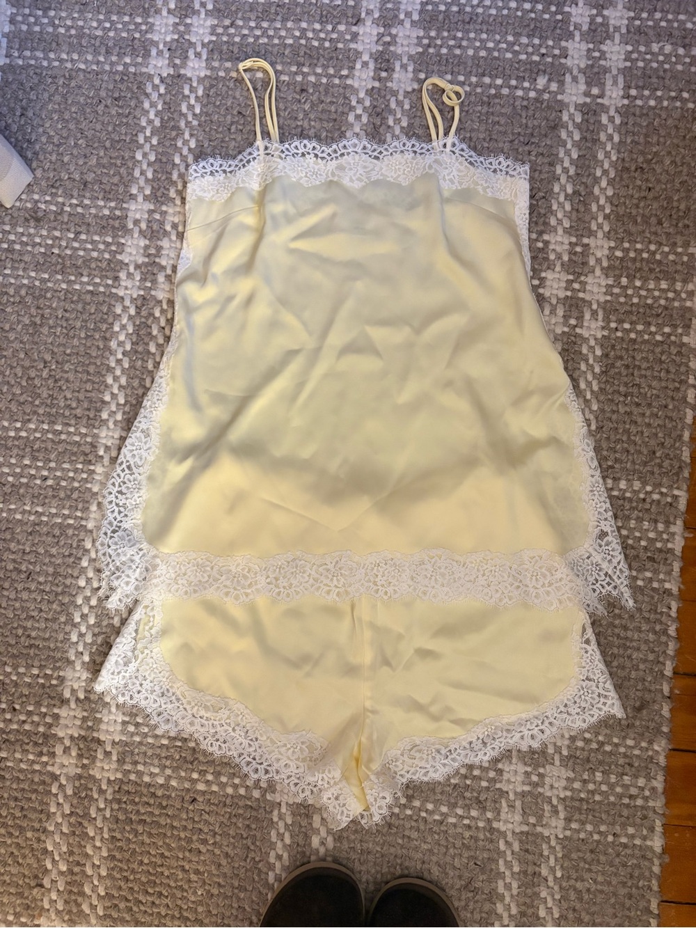 Aritzia serif satin camisole and shorts